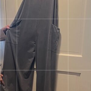 Easel Charcoal Sleeveless Jumpsuit w/adjustable straps & 2 front pockets